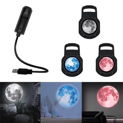 Lámpara Luna Proyectora LED — Luz de Atmósfera Cielo Estrellado 3 Colores USB