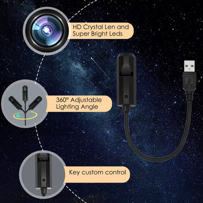 Lámpara Luna Proyectora LED — Luz de Atmósfera Cielo Estrellado 3 Colores USB